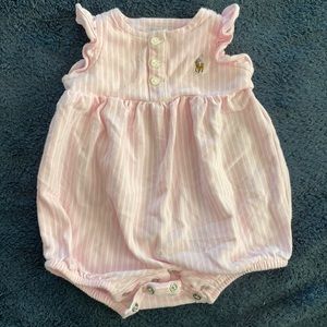 Ralph Lauren newborn pink/white striped sleeveless romper like new